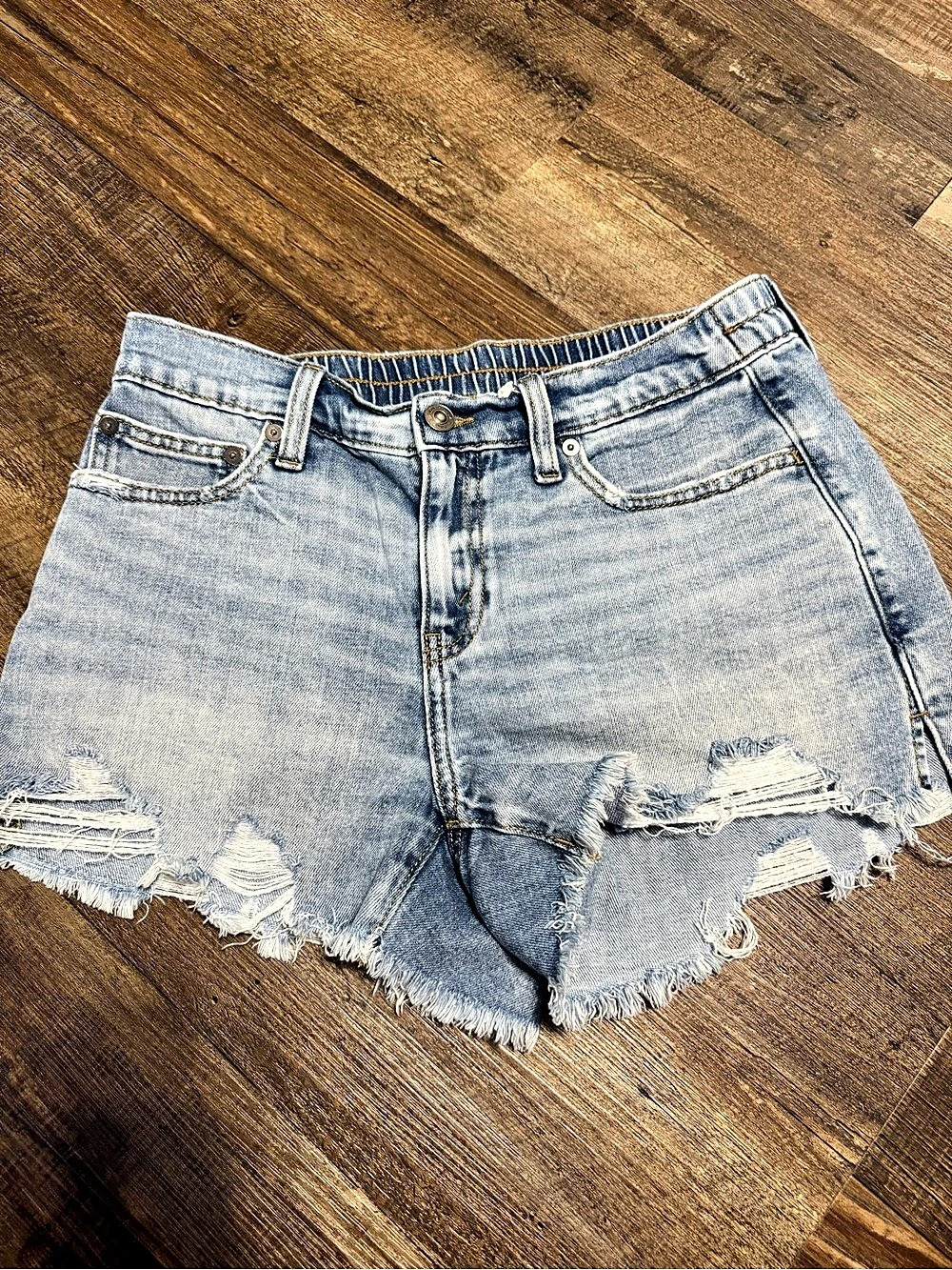 aerie Daydream Denim Short Distressed Jean Shorts Blue Small